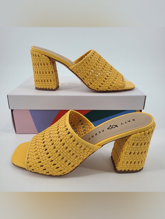 Katy Perry Collections Shoes - Katy Perry Collections Yellow Woven Block Heel Mules Size 10